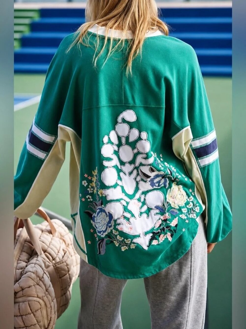Free People FP Movement Rugby Ready Logo Layer Top Vintage 90s Gorpcore Womens M